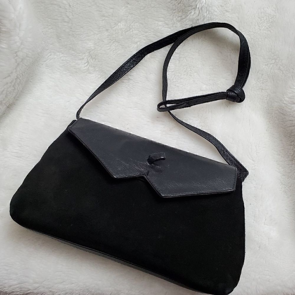 Vintage Velvet and Leather Crossbody Bag